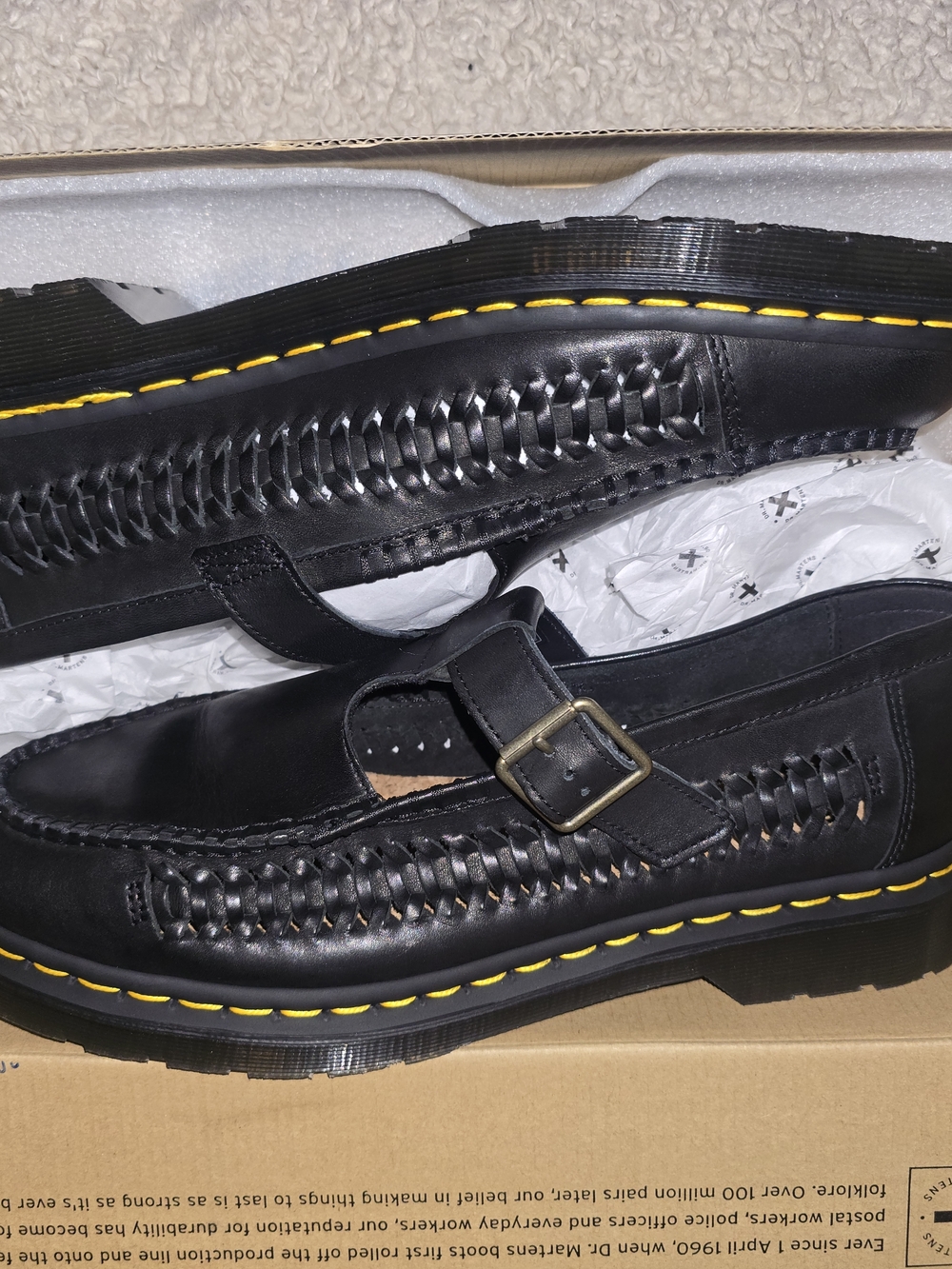 Dr. Martens Black Leather T-Strap Loafers - Picture 2 of 6